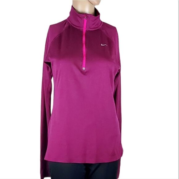 Nike Magenta 3/4 Zip Up Pullover Lightweight Sweatshirt - Picture 1 of 4
